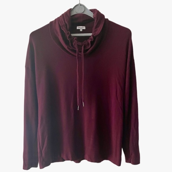 SPLENDID Cowl Neck Burgundy long Sleeve Sweater size S - Picture 2 of 8
